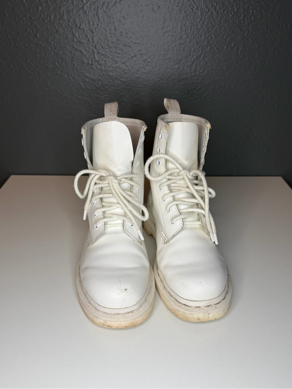 Dr. Martens White Lace-Up Ankle Boots